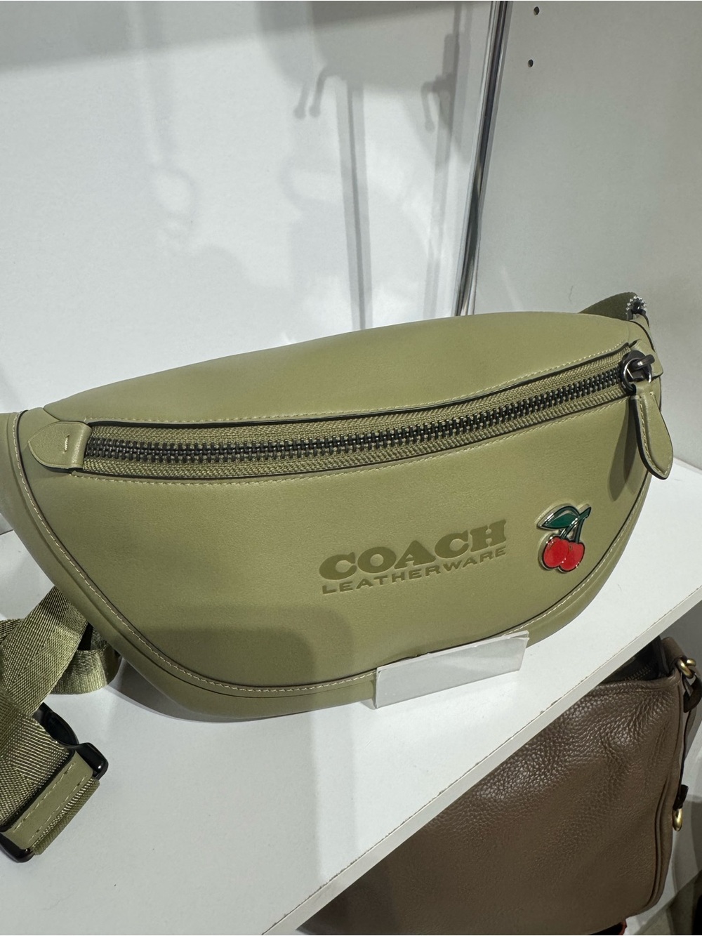 Coach Olive Green Leather Crossbody Belt Bag